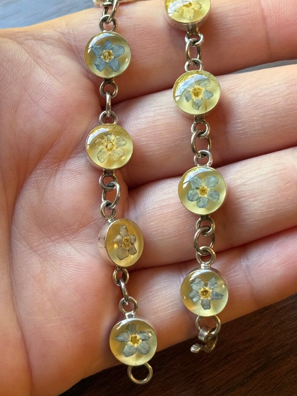 Forget Me Not and Sterling Silver 925 Bracelet
